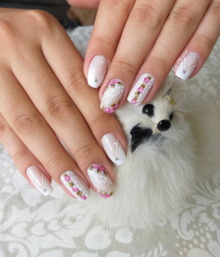 29 Unhas decoradas com rendinha, continuam chiques depois de todos estes anos