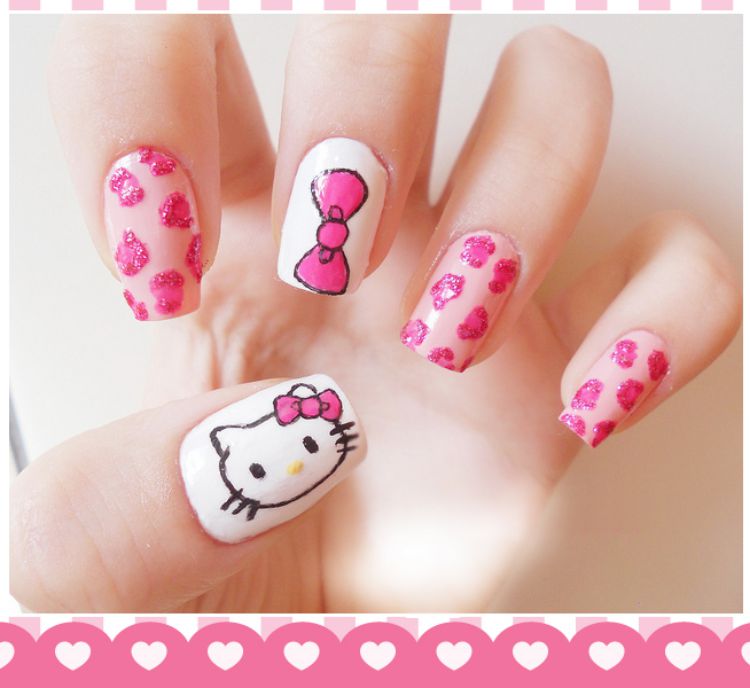 Unhas decoradas da Hello Kitty – passo a passo6