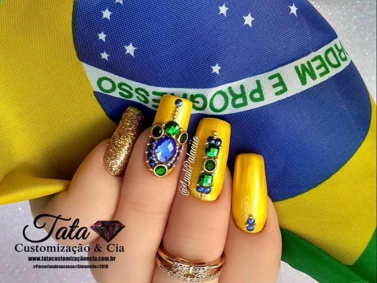 49 melhores ideias de unhas decoradas para a copa, vai brasil! 2018